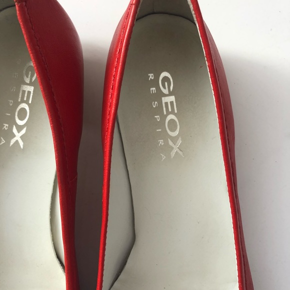 GEOX RESPIRA Red Leather Flats SZ 39 1/2 - Picture 5 of 7